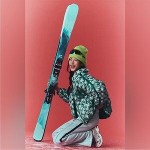 Free People Scrunchy Glossy Printed Packable Puffer Size XS NWT